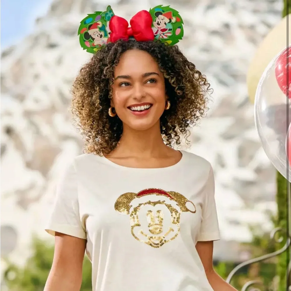 New! Mickey and Minnie Mouse Loungefly Glow-in-the-Dark Holiday Ear Headband